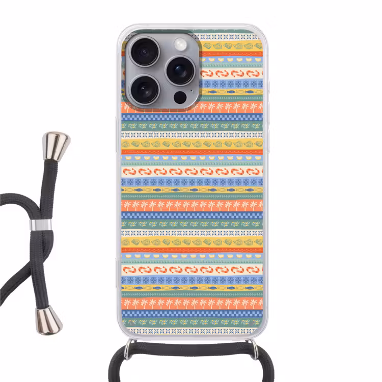 Zee - Sfeer - Oester - Garnaal Hoesje iPhone 16 Pro Max met koord klein 804 -3d