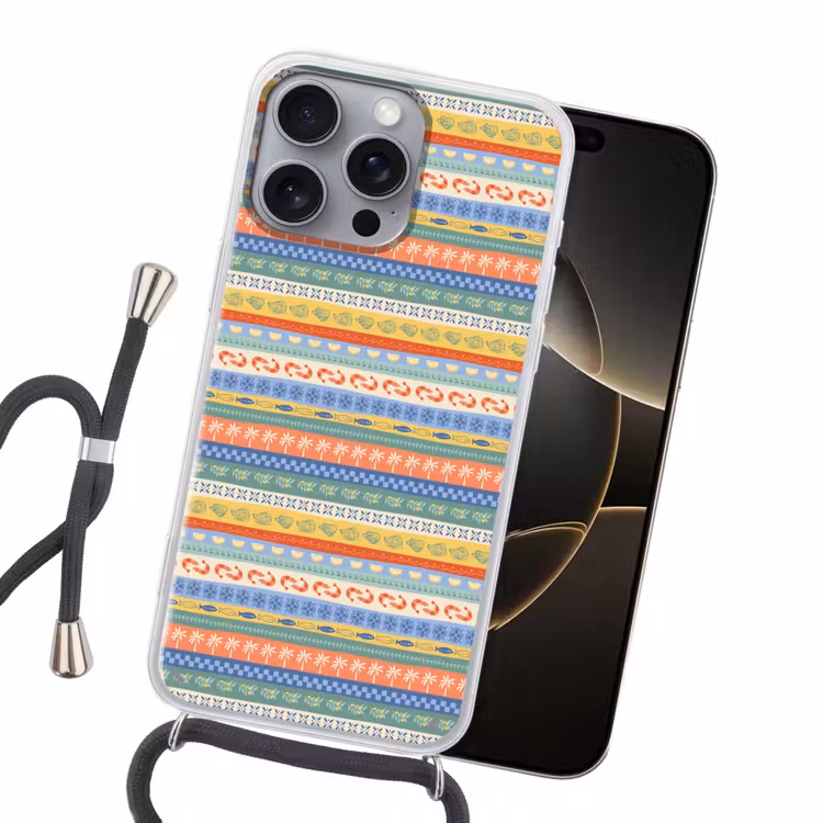 Zee - Sfeer - Oester - Garnaal Hoesje iPhone 16 Pro Max met koord klein 804 -sfeer1