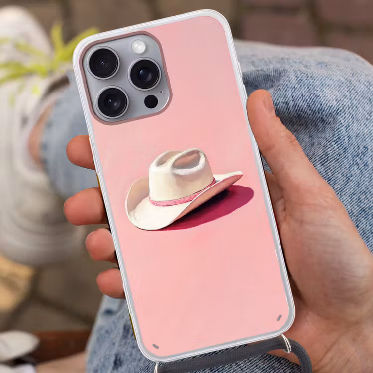 Zomers - Hoed - Roze Hoesje iPhone 16 Pro Max met koord klein -sfeer3