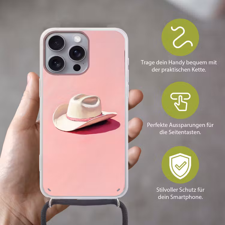 Zomers - Hoed - Roze Hoesje iPhone 16 Pro Max met koord klein -sfeer2_DE