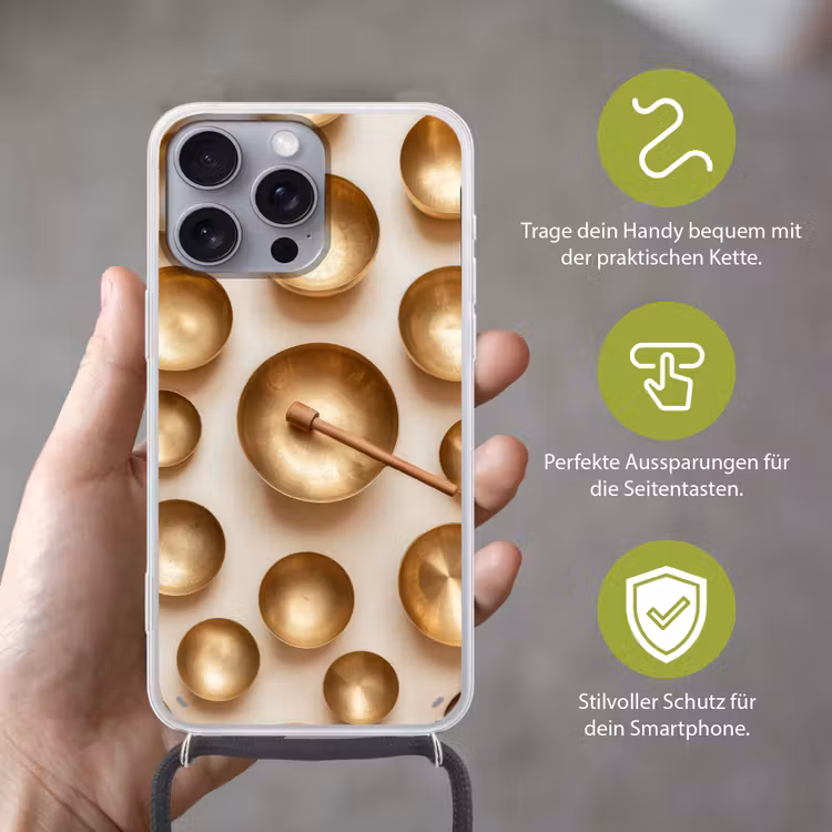 Symmetrisch - Goud - Brons - Balans Hoesje iPhone 16 Pro Max met koord klein -sfeer2_DE