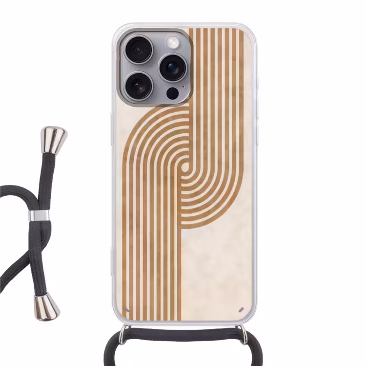 Symmetrische bocht - Koperkleurig Hoesje iPhone 16 Pro Max met koord klein -3d