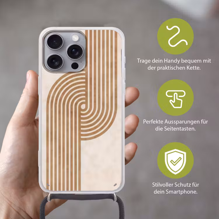 Symmetrische bocht - Koperkleurig Hoesje iPhone 16 Pro Max met koord klein -sfeer2_DE