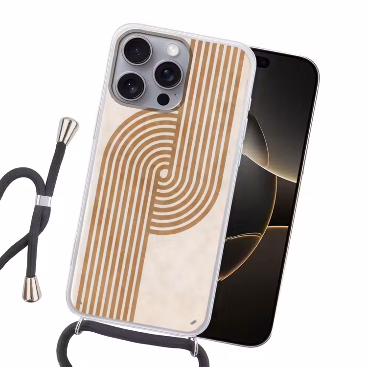 Symmetrische bocht - Koperkleurig Hoesje iPhone 16 Pro Max met koord klein -sfeer1