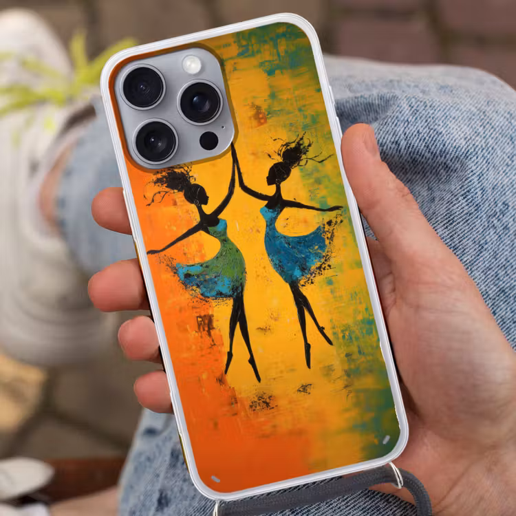 Dansen - Vrouwen - Verfstructuur Hoesje iPhone 16 Pro Max met koord klein -sfeer3