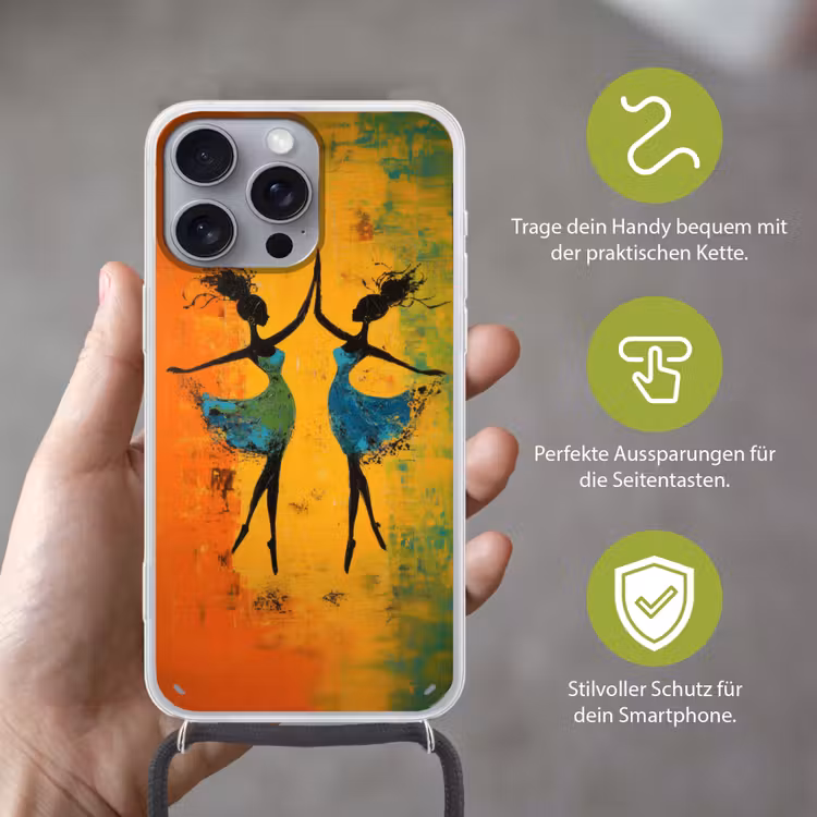 Dansen - Vrouwen - Verfstructuur Hoesje iPhone 16 Pro Max met koord klein -sfeer2_DE