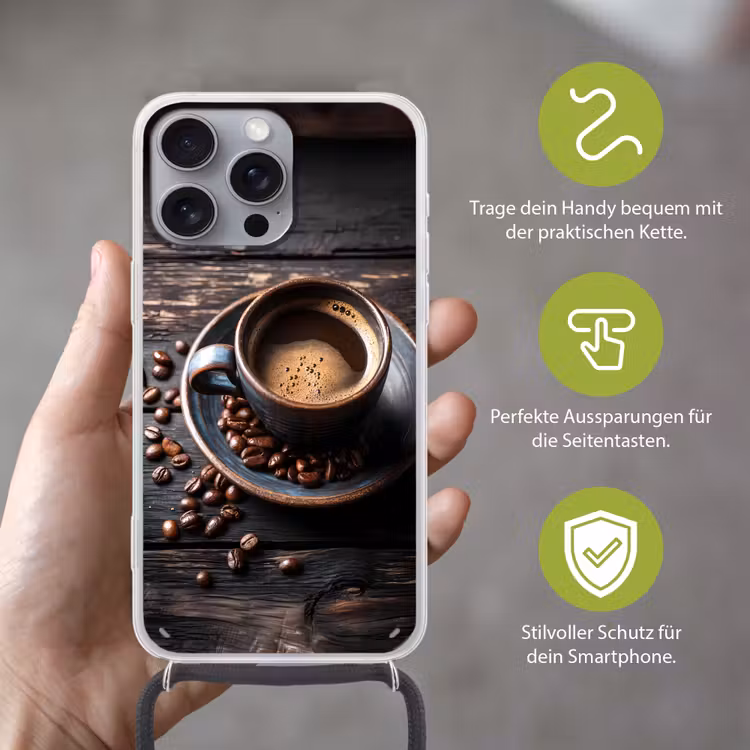 Kop - Koffie - Hout - Bonen Hoesje iPhone 16 Pro Max met koord klein -sfeer2_DE