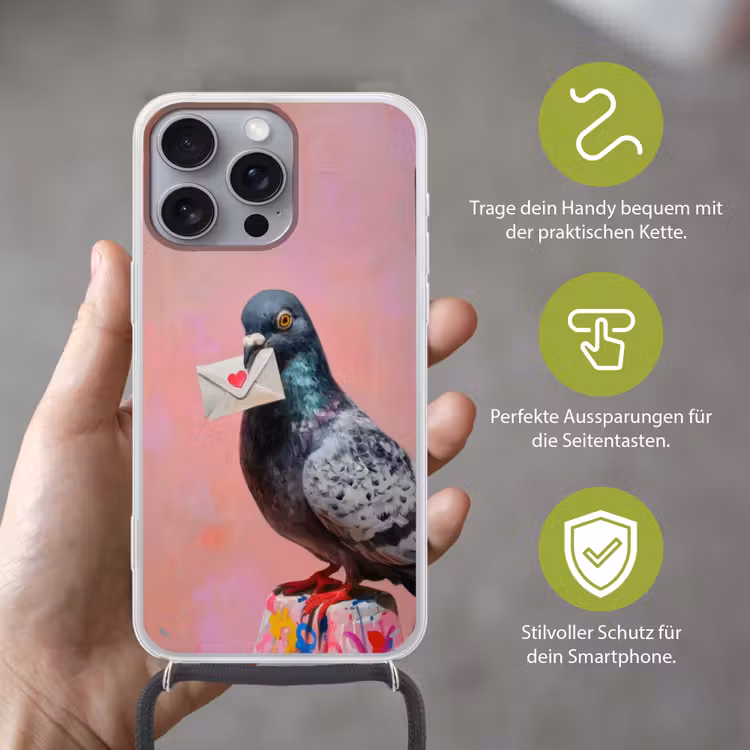Duif - Envelop - Roze - Close up Hoesje iPhone 16 Pro Max met koord klein -sfeer2_DE