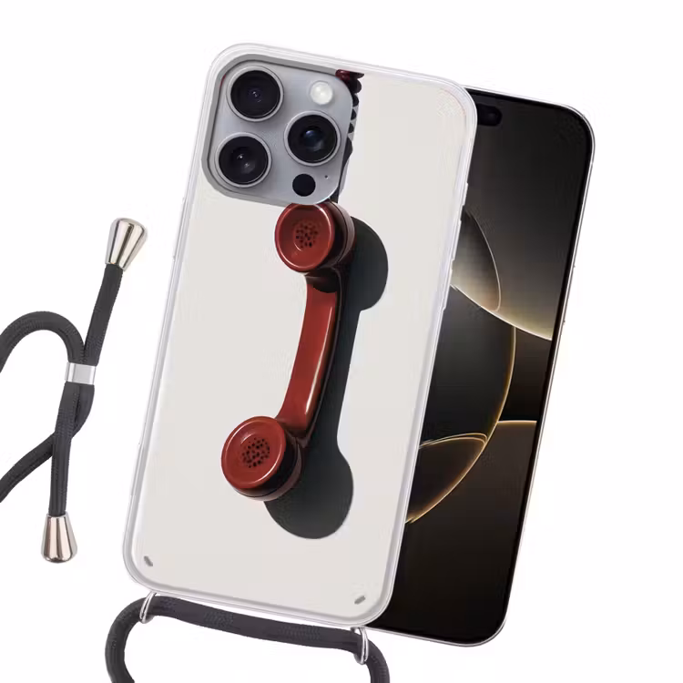 Telefoon - Koord - Rood - Minimalistisch Hoesje iPhone 16 Pro Max met koord klein -sfeer1
