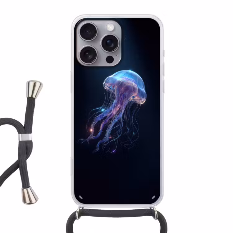 Tentakels - Kwal - Paars - Sprankeling Hoesje iPhone 16 Pro Max met koord klein -3d