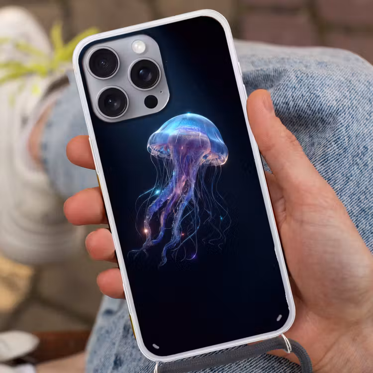 Tentakels - Kwal - Paars - Sprankeling Hoesje iPhone 16 Pro Max met koord klein -sfeer3