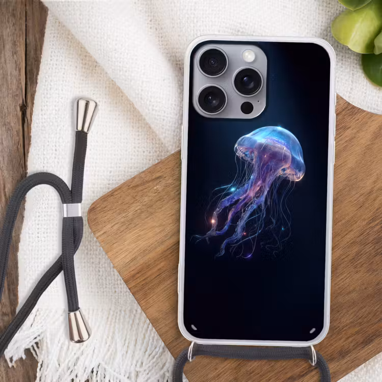Tentakels - Kwal - Paars - Sprankeling Hoesje iPhone 16 Pro Max met koord klein -sfeer4