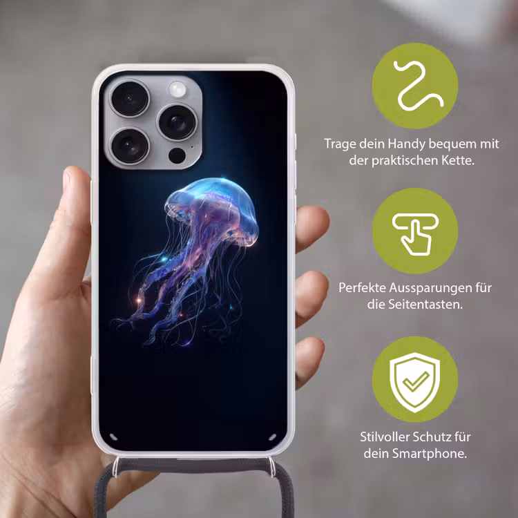 Tentakels - Kwal - Paars - Sprankeling Hoesje iPhone 16 Pro Max met koord klein -sfeer2_DE