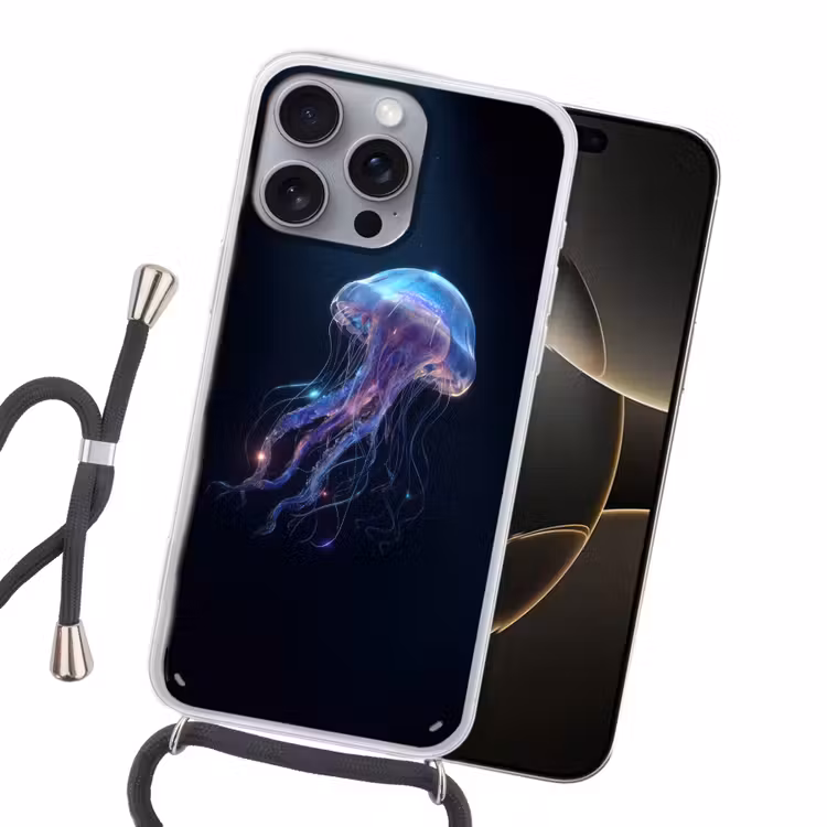 Tentakels - Kwal - Paars - Sprankeling Hoesje iPhone 16 Pro Max met koord klein -sfeer1