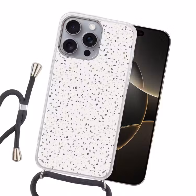 Terrazzo - Patroon - Créme Hoesje iPhone 16 Pro Max met koord klein 804 -sfeer1
