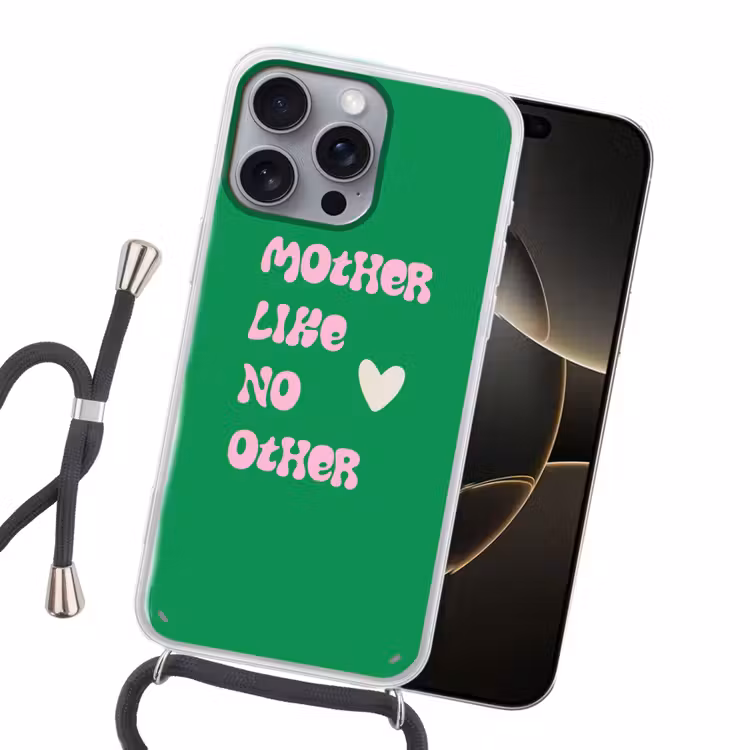 Tekst - Hartje - Moeder - Groen Hoesje iPhone 16 Pro Max met koord klein -sfeer1