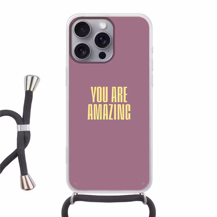 Tekst - Paars - Amazing Hoesje iPhone 16 Pro Max met koord klein -3d