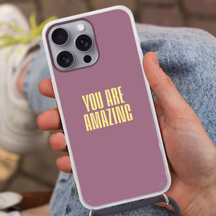 Tekst - Paars - Amazing Hoesje iPhone 16 Pro Max met koord klein -sfeer3