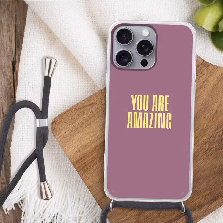 Tekst - Paars - Amazing Hoesje iPhone 16 Pro Max met koord klein -sfeer4