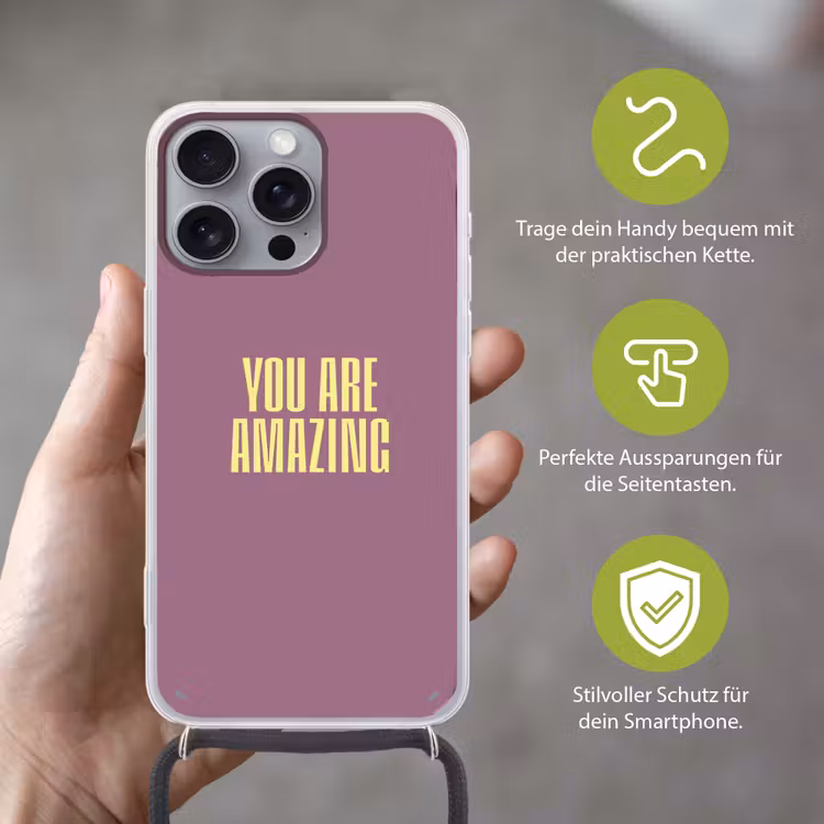 Tekst - Paars - Amazing Hoesje iPhone 16 Pro Max met koord klein -sfeer2_DE