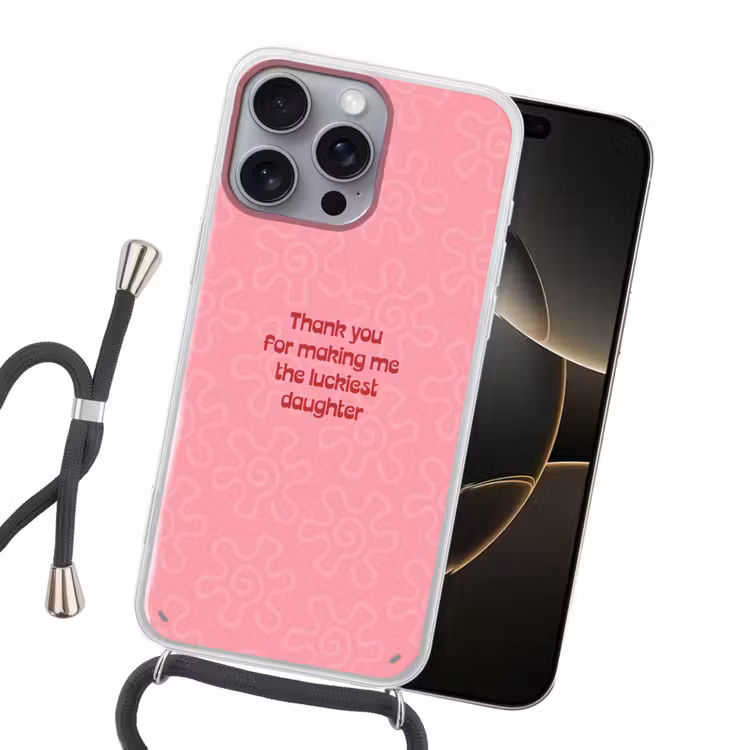 Tekst - Rood - Moederdag Hoesje iPhone 16 Pro Max met koord klein -sfeer1