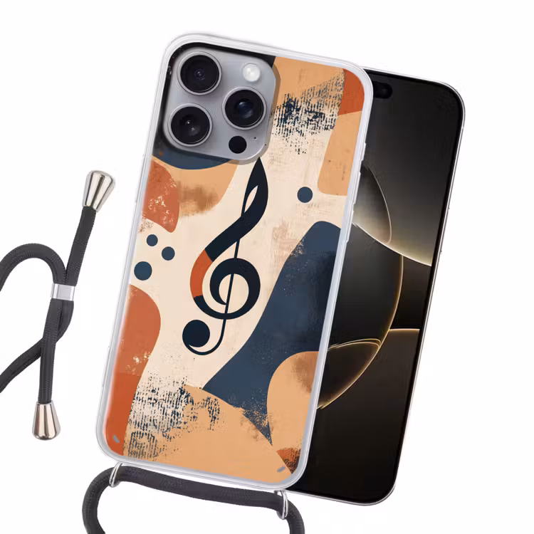 Sleutel - G - Abstract - Beige Hoesje iPhone 16 Pro Max met koord klein -sfeer1