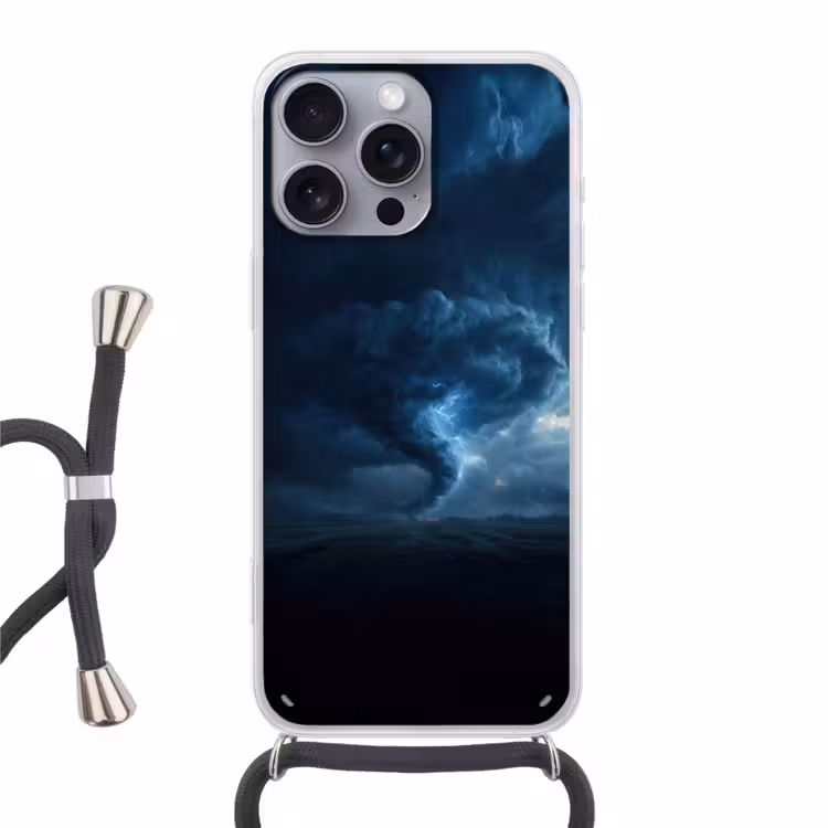 Tornado - Duister - Wolken Hoesje iPhone 16 Pro Max met koord klein -3d