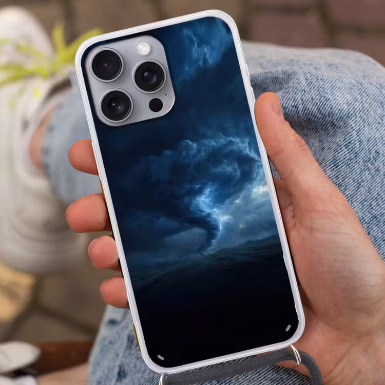 Tornado - Duister - Wolken Hoesje iPhone 16 Pro Max met koord klein -sfeer3