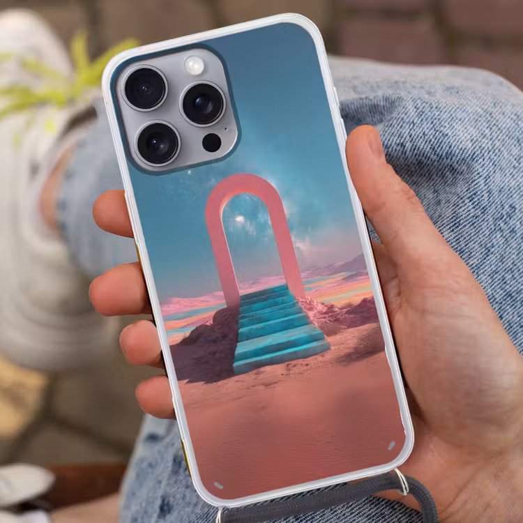 Trap - Boog - Sterrenhemel Hoesje iPhone 16 Pro Max met koord klein -sfeer3
