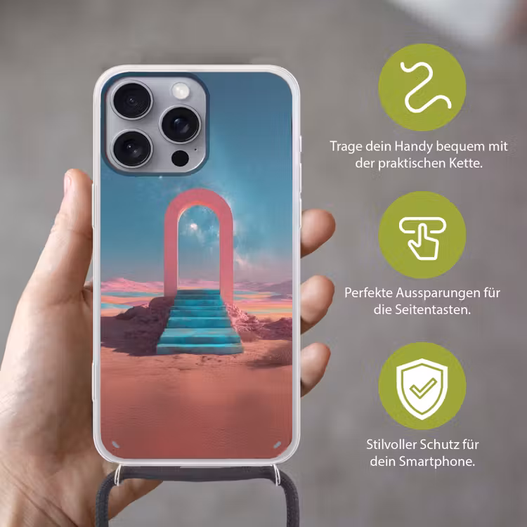 Trap - Boog - Sterrenhemel Hoesje iPhone 16 Pro Max met koord klein -sfeer2_DE