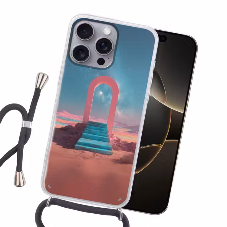 Trap - Boog - Sterrenhemel Hoesje iPhone 16 Pro Max met koord klein -sfeer1