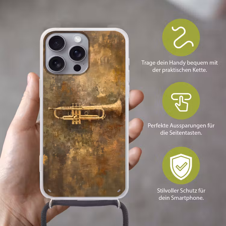 Trompet - Geel - Muzikaal Hoesje iPhone 16 Pro Max met koord klein -sfeer2_DE