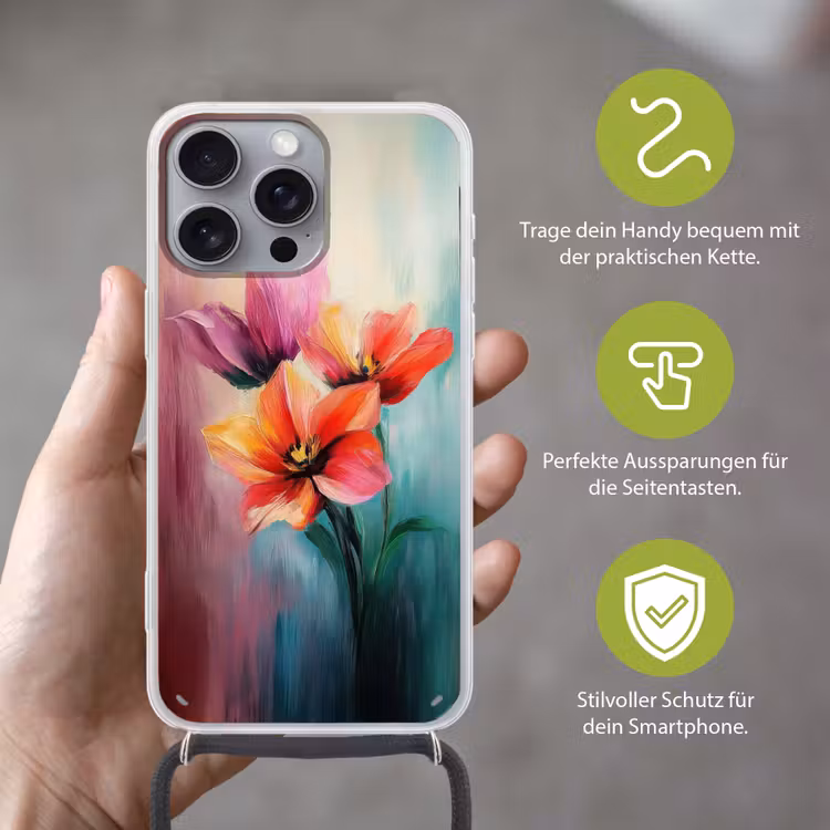 Tulpen - Lichtreflecties - Kleurverloop Hoesje iPhone 16 Pro Max met koord klein -sfeer2_DE