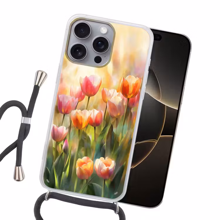 Tulpen - Sprookjesachtig - Kleurrijk Hoesje iPhone 16 Pro Max met koord klein -sfeer1