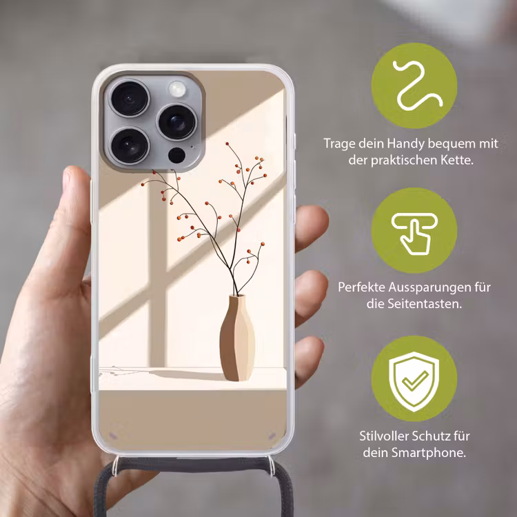 Vaas - Takken - Bessen - Minimalistisch Hoesje iPhone 16 Pro Max met koord klein -sfeer2_DE