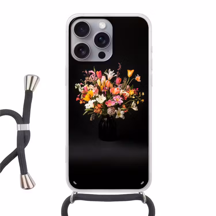 Vaas - Bloemen - Tulpen Hoesje iPhone 16 Pro Max met koord klein -3d