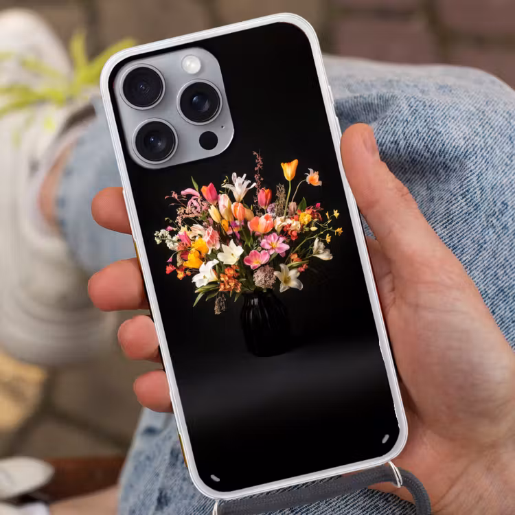 Vaas - Bloemen - Tulpen Hoesje iPhone 16 Pro Max met koord klein -sfeer3
