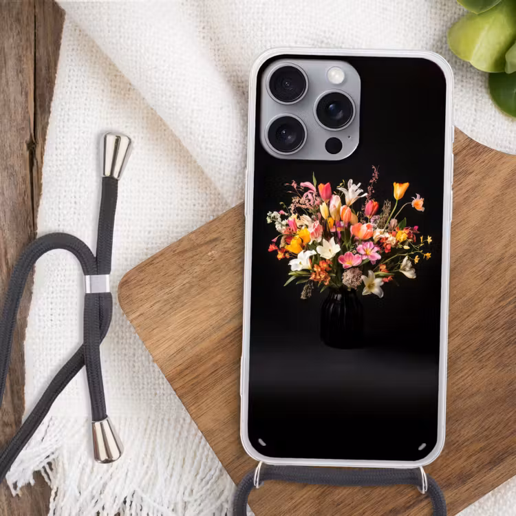 Vaas - Bloemen - Tulpen Hoesje iPhone 16 Pro Max met koord klein -sfeer4