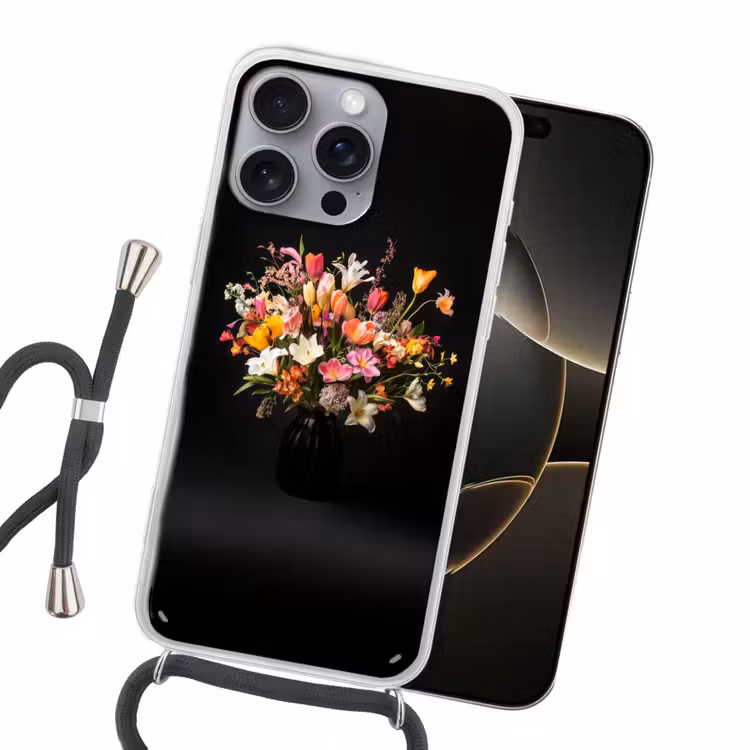 Vaas - Bloemen - Tulpen Hoesje iPhone 16 Pro Max met koord klein -sfeer1