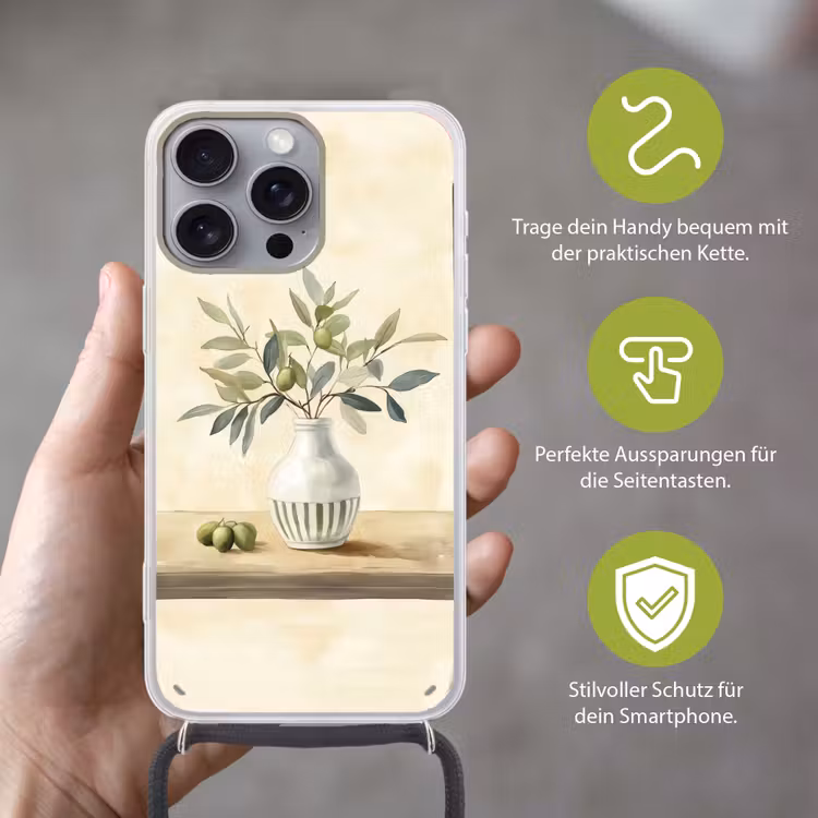 Vaas - Keramiek - Olijftakken Hoesje iPhone 16 Pro Max met koord klein -sfeer2_DE