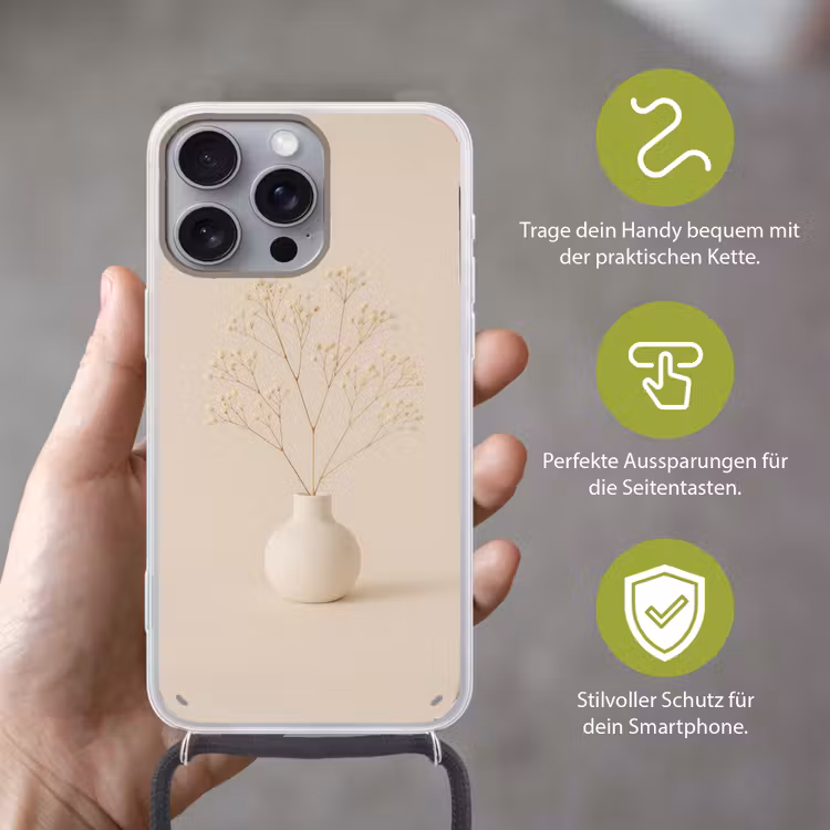 Vaas - Takken - Bloemetjes - Wit Hoesje iPhone 16 Pro Max met koord klein -sfeer2_DE