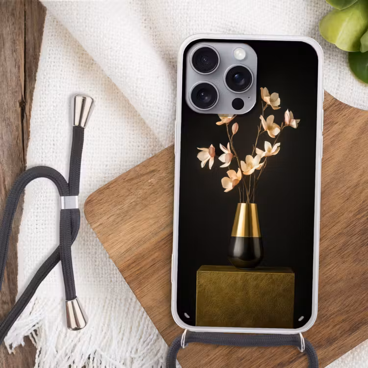 Sierlijk - Boeket - Goud - Vaas Hoesje iPhone 16 Pro Max met koord klein -sfeer4