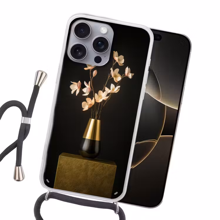 Sierlijk - Boeket - Goud - Vaas Hoesje iPhone 16 Pro Max met koord klein -sfeer1