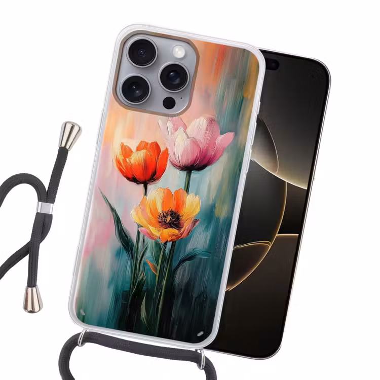 Dromerig - Bloemen - Verfijnde details Hoesje iPhone 16 Pro Max met koord klein -sfeer1