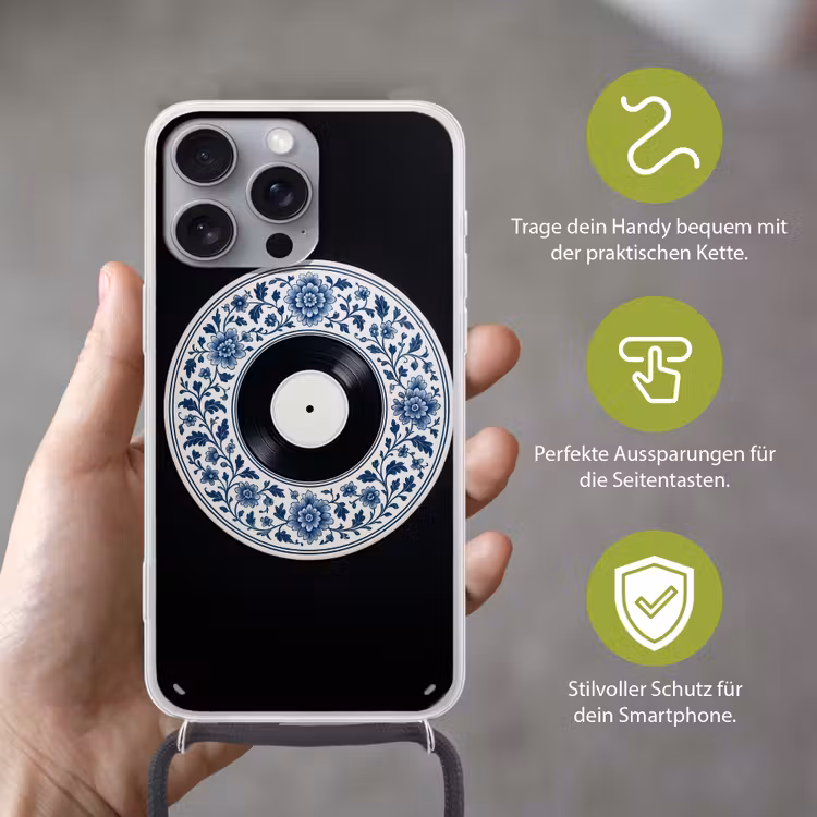 Vinyl - LP - Delfts Blauw - Muziek Hoesje iPhone 16 Pro Max met koord klein -sfeer2_DE