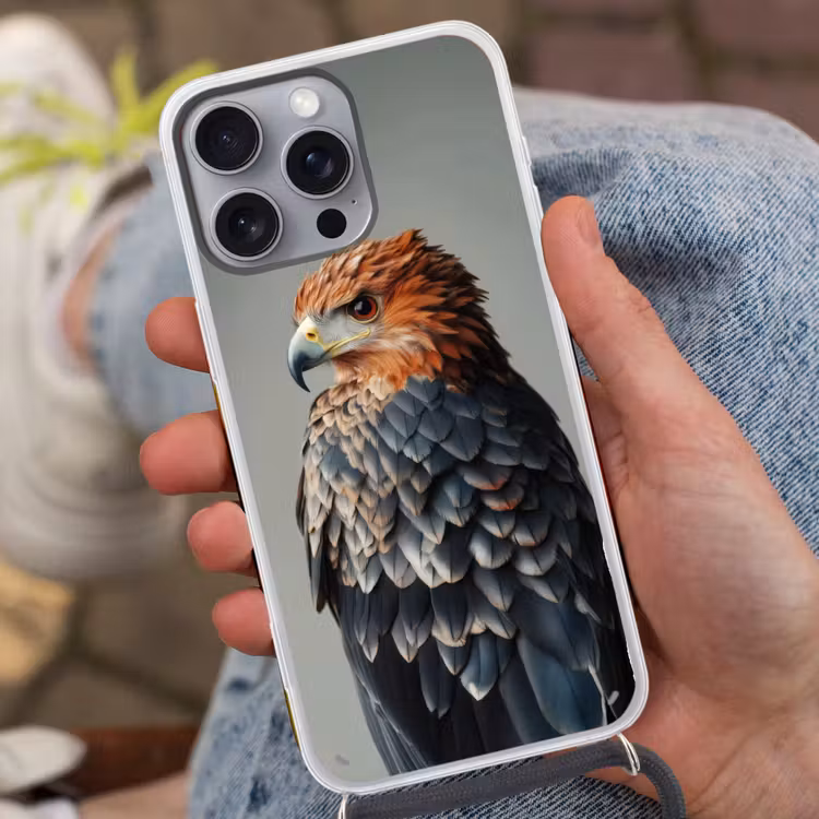 Vogel - Realistisch - Veren - Bruin Hoesje iPhone 16 Pro Max met koord klein -sfeer3