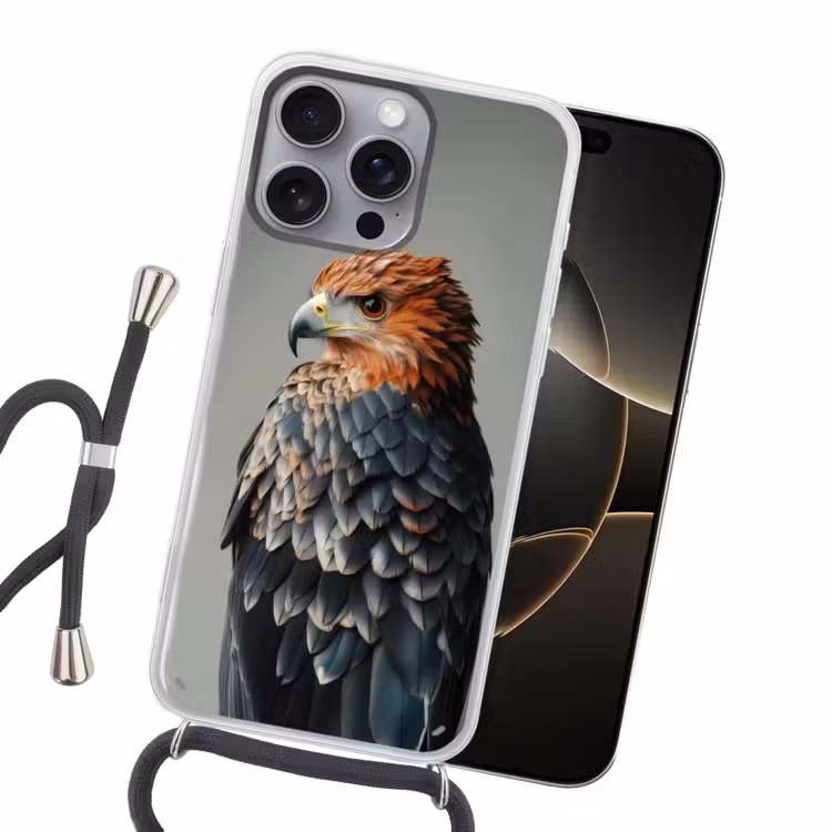 Vogel - Realistisch - Veren - Bruin Hoesje iPhone 16 Pro Max met koord klein -sfeer1