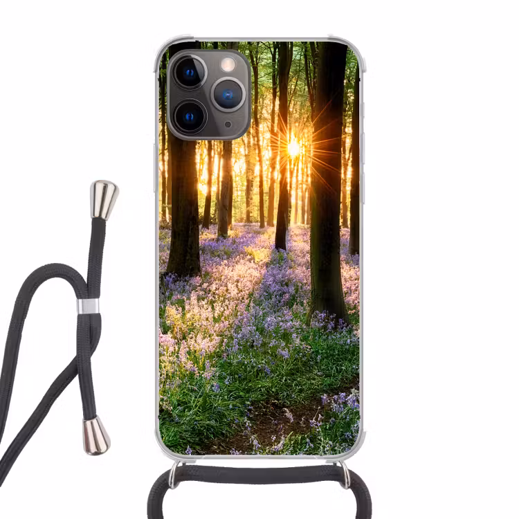 Bos - Bloemen - Lavendel - Zon Hoesje iPhone 12 Pro met koord klein -3d