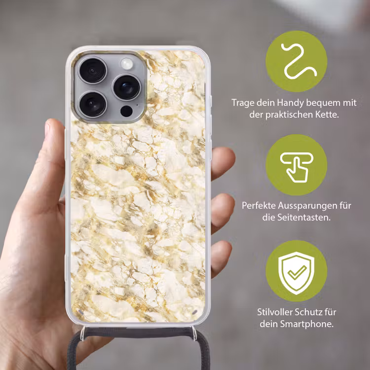 Warm - Gouden - Marmer - Patroon Hoesje iPhone 16 Pro Max met koord klein 804 -sfeer2_DE