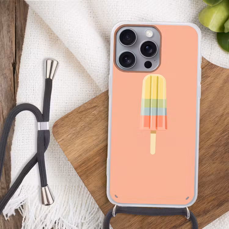 Waterijsje - Pasteltinten - Minimalistisch Hoesje iPhone 16 Pro Max met koord klein -sfeer4